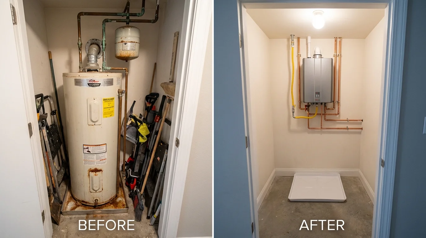 Tank water heater versus wall-mounted tankless unit comparison for Hudson, NY homeowners